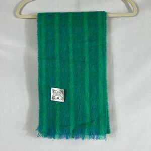 Donegal Design Scarf Made In Ireland 70% Mohair 30% Wool Colorful Aqua Green